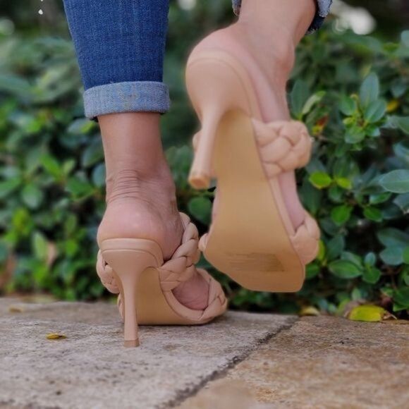 Women's Nude Double Braided Square Toe Mule Sandal - Picture 3 of 6